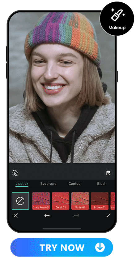 change lipstick color and lipstick texture intensity UI of PhotoDirector
